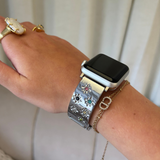 Ibiza Coloured Stone Apple Watch Strap - Silver