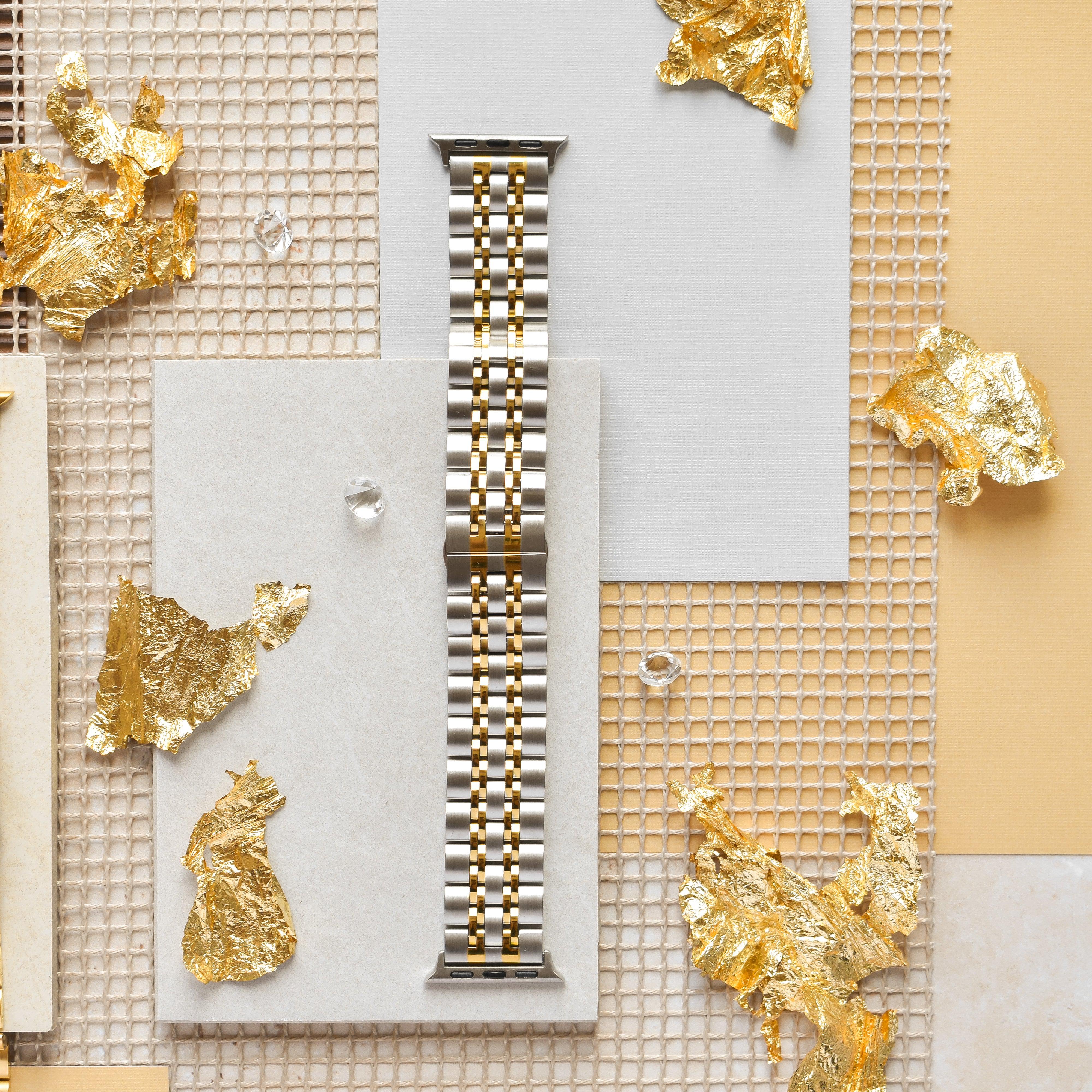 Stainless Steel Apple Watch Strap - Silver & Gold