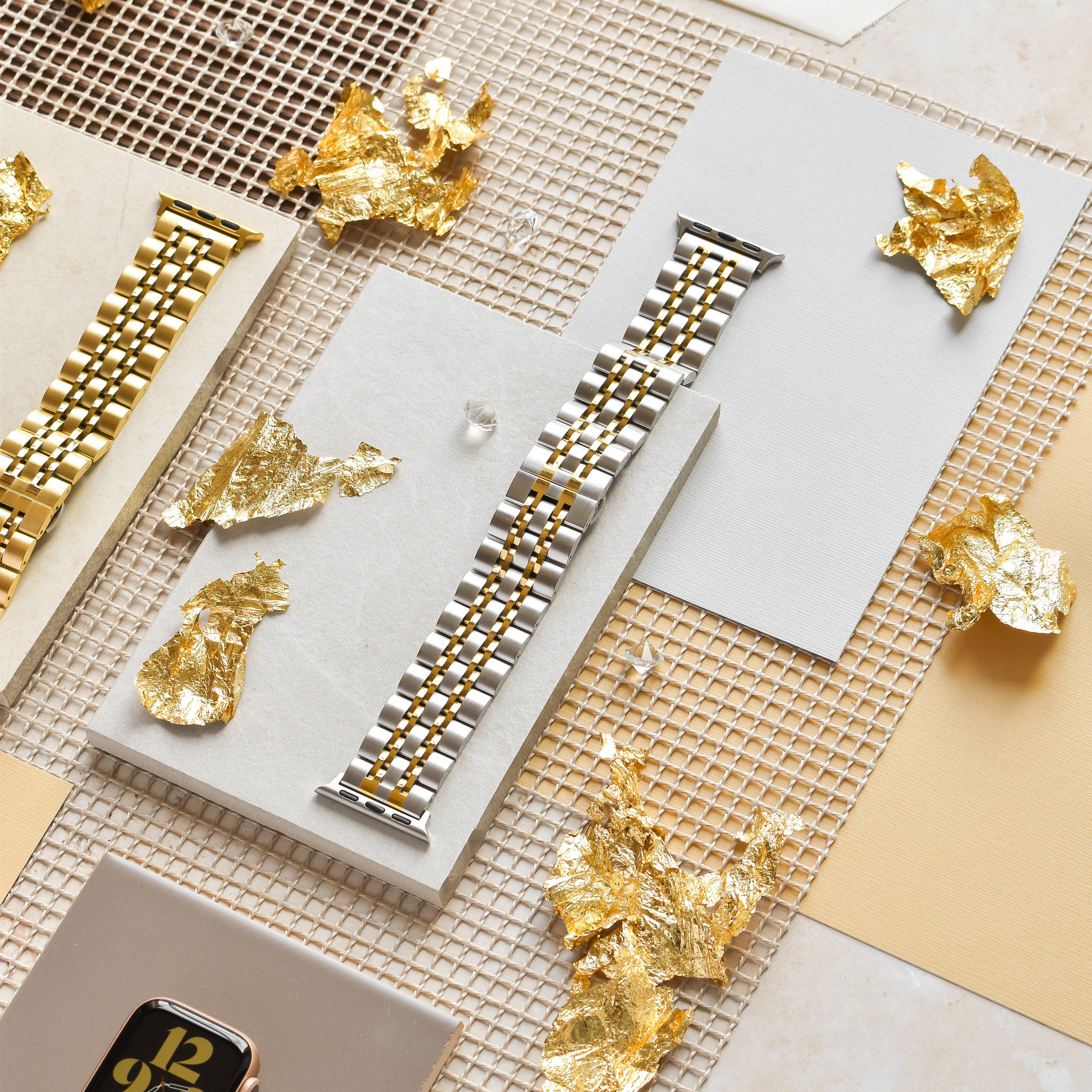 Stainless Steel Apple Watch Strap - Silver & Gold