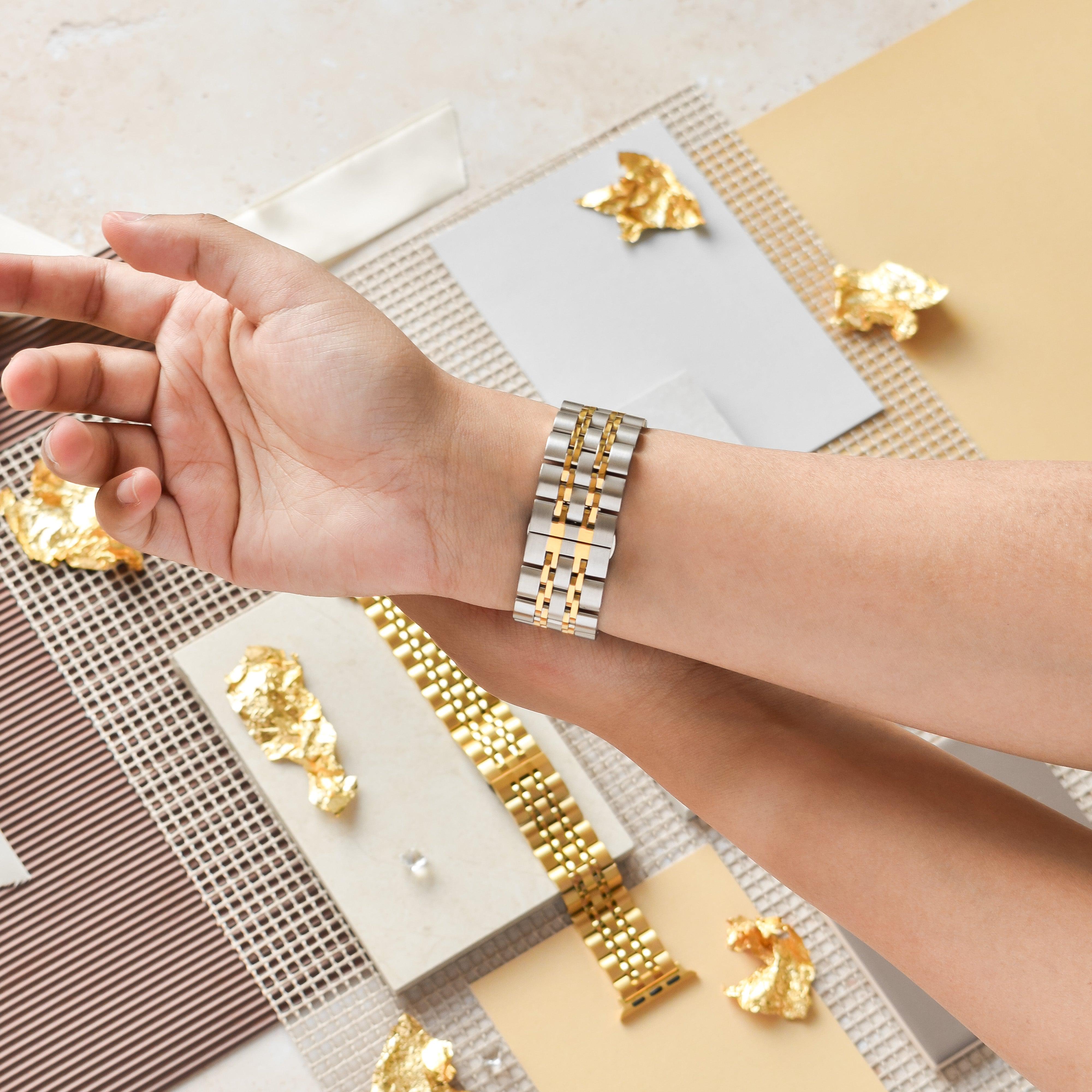 Stainless Steel Apple Watch Strap - Silver & Gold