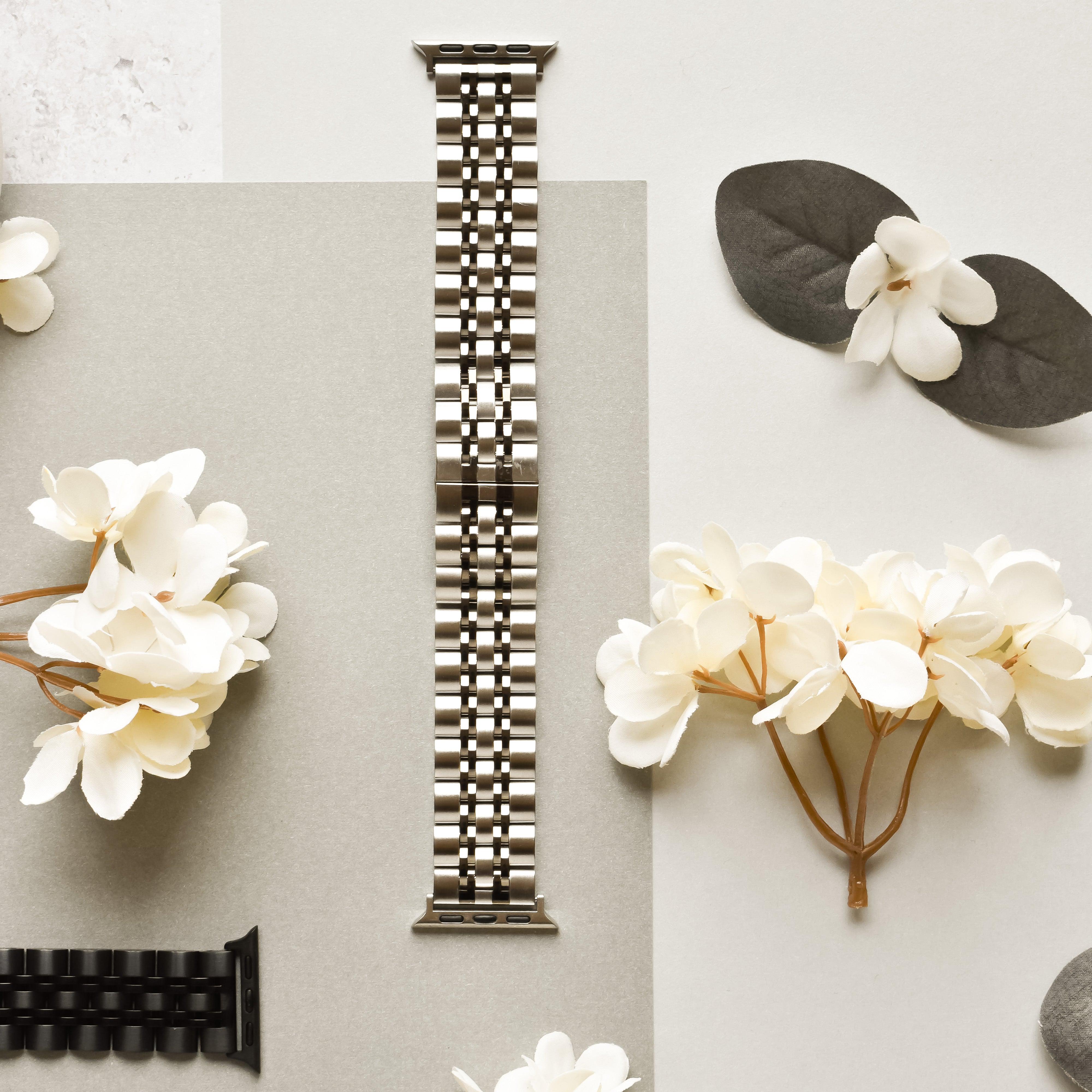 Stainless Steel Apple Watch Strap - Black & Silver