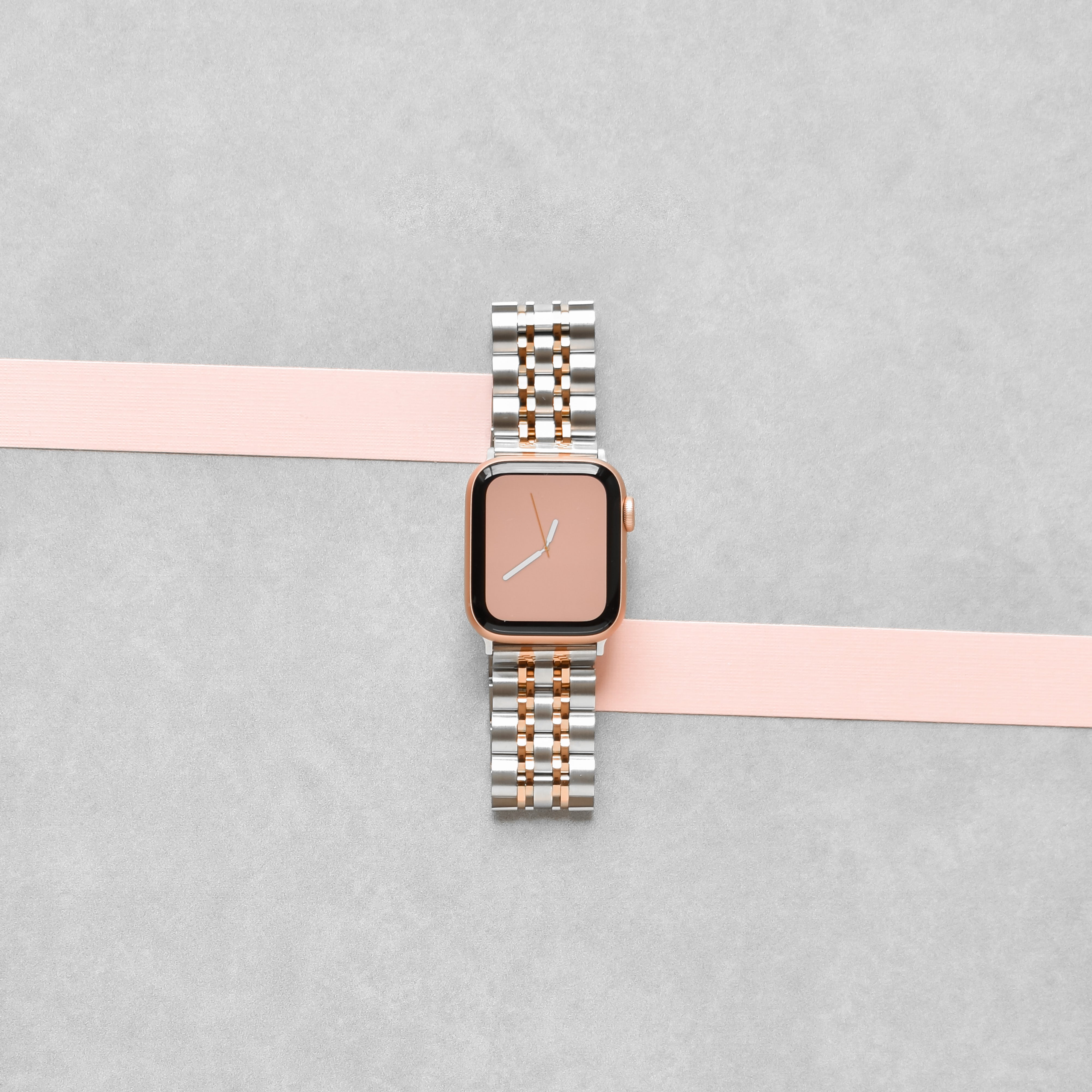 Stainless Steel Apple Watch Strap - Silver & Rose Gold