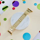 Ibiza Coloured Stone Apple Watch Strap - Gold