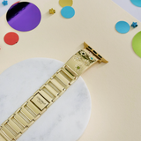 Ibiza Coloured Stone Apple Watch Strap - Gold