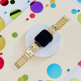 Ibiza Coloured Stone Apple Watch Strap - Gold