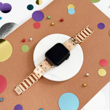 Ibiza Coloured Stone Apple Watch Strap - Rose Gold