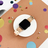 Ibiza Coloured Stone Apple Watch Strap - Rose Gold