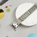 Ibiza Coloured Stone Apple Watch Strap - Silver