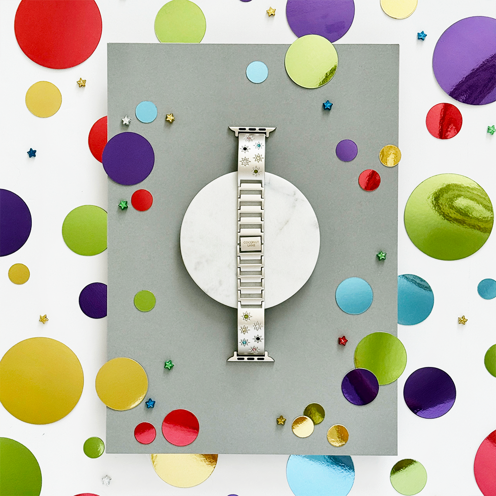 Ibiza Coloured Stone Apple Watch Strap - Starlight