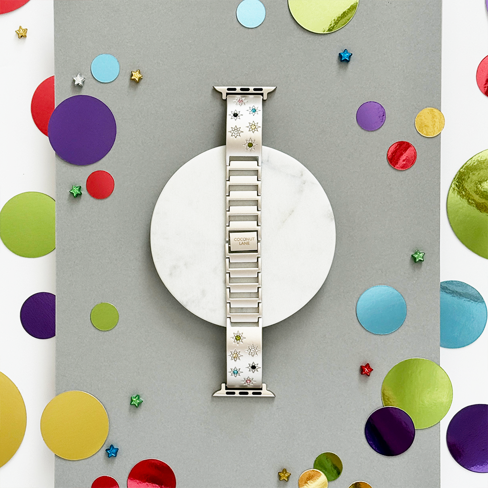 Ibiza Coloured Stone Apple Watch Strap - Starlight