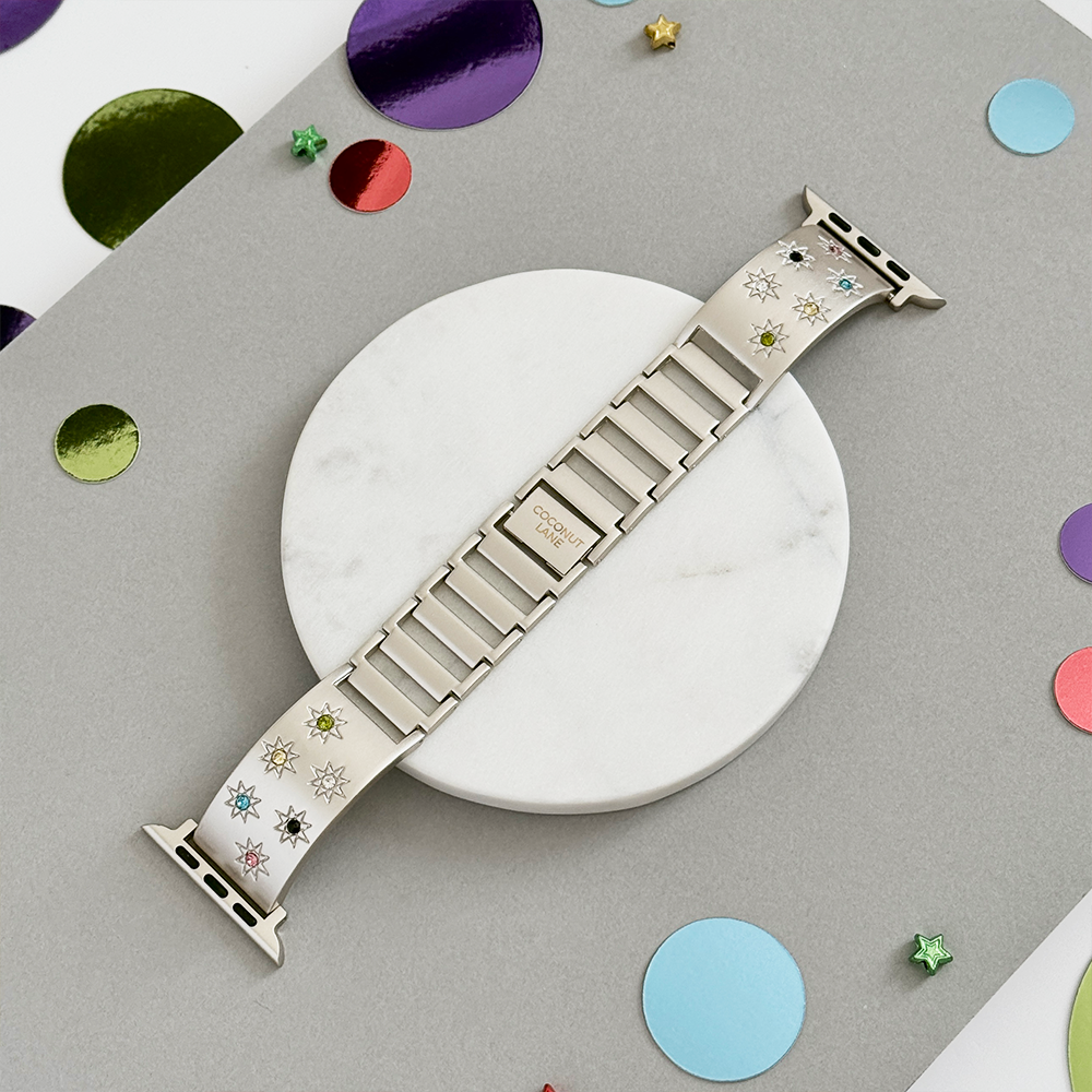 Ibiza Coloured Stone Apple Watch Strap - Starlight